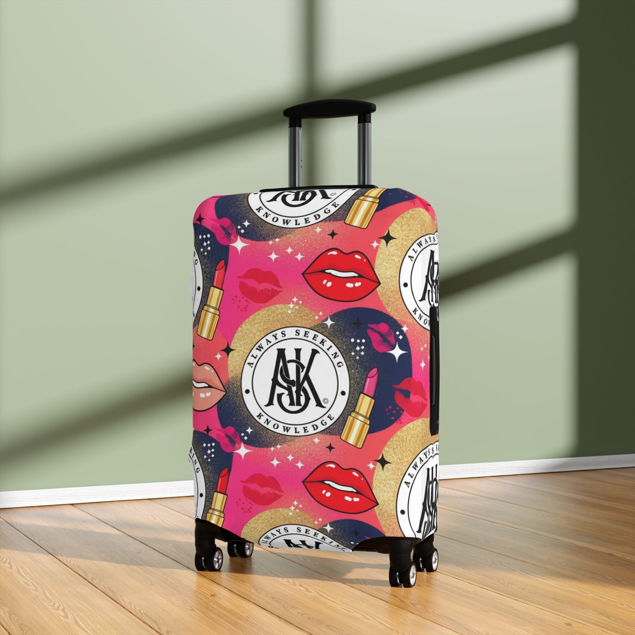 Cosmetic Pop Art Luggage Cover — Bold Lipstick & Kiss Print Travel Protector