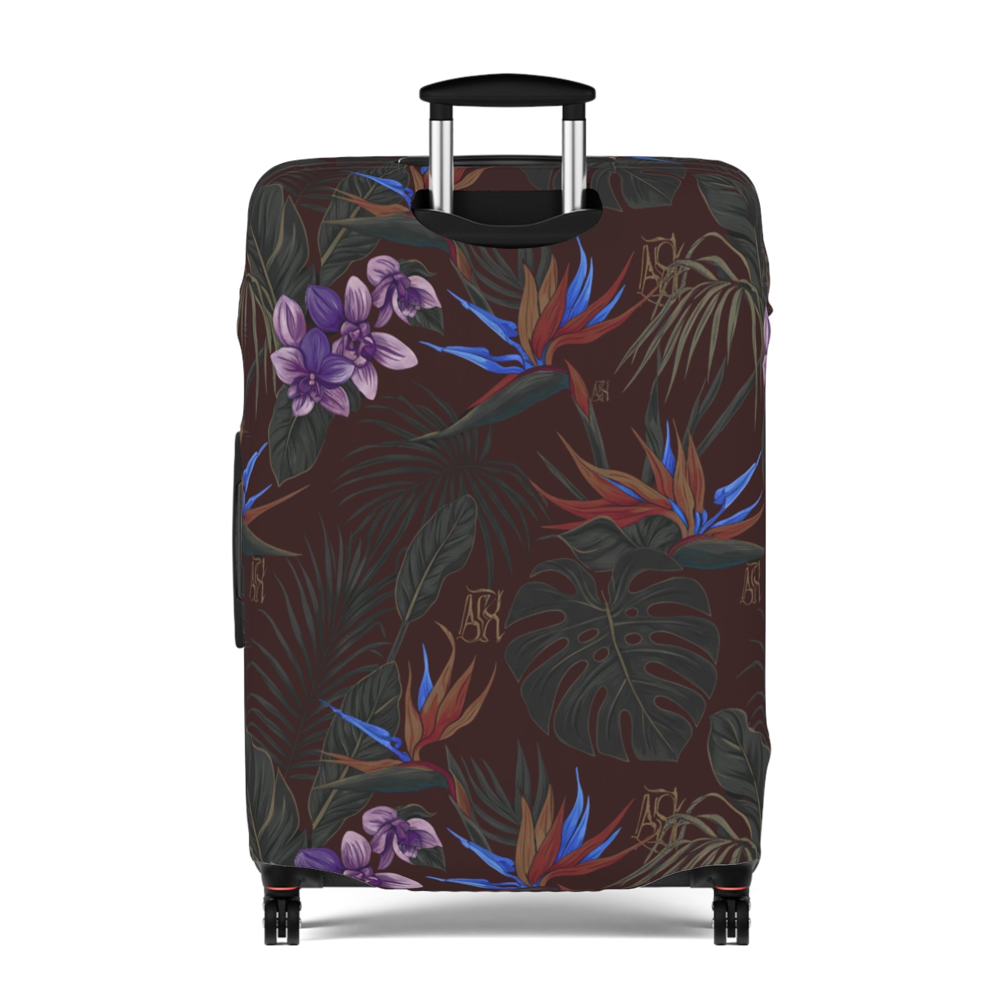 Tropical Night Luggage Cover — Dark Floral Suitcase Protector