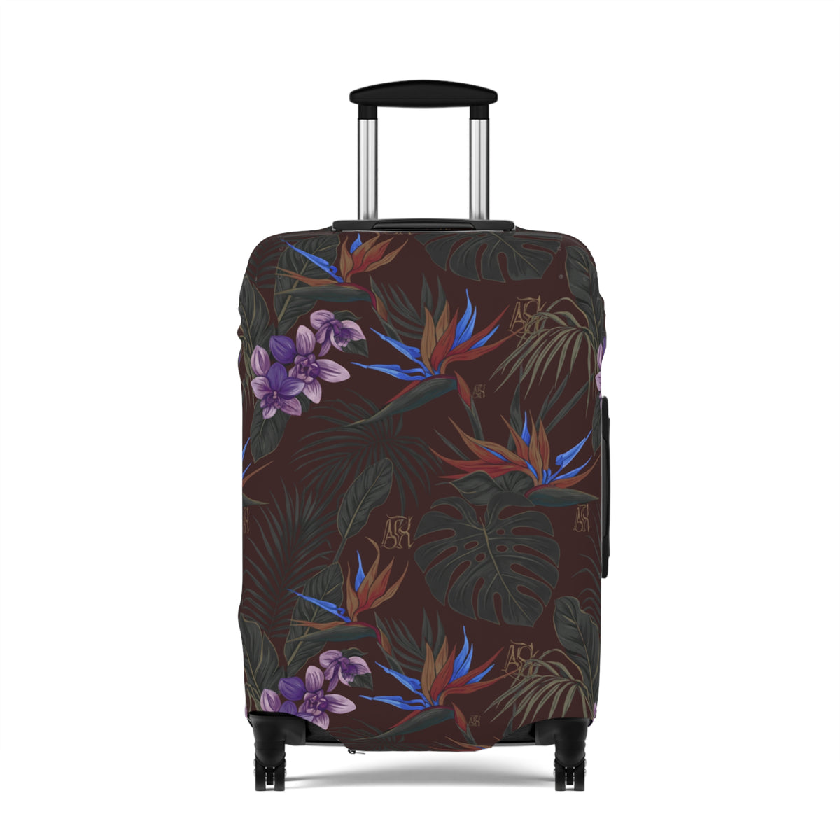 Tropical Night Luggage Cover — Dark Floral Suitcase Protector