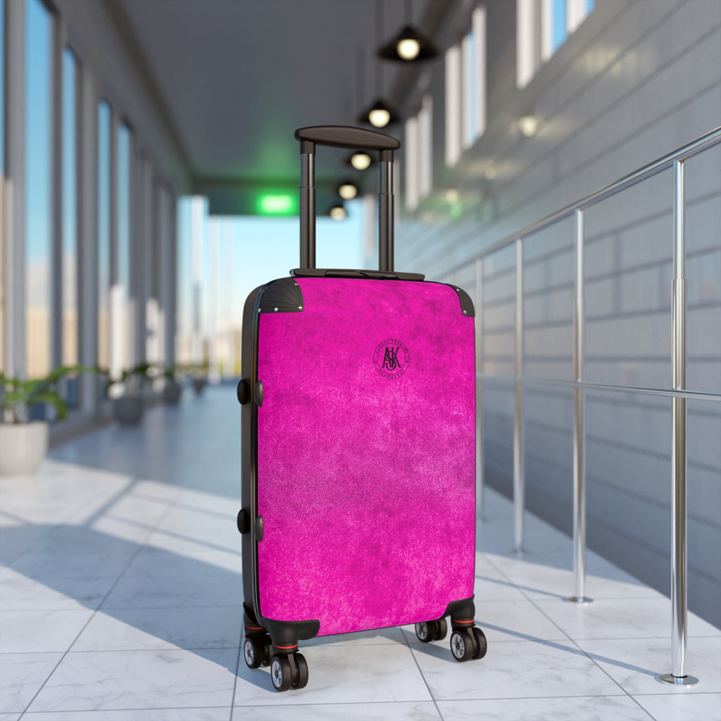 Pink Velvet Luggage Cover Suitcase — Bright Fuchsia Travel Protector