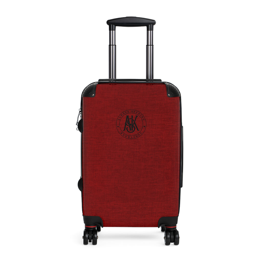 Red Monogram Carry-On Suitcase – Personalized Travel Luggage with Classic Crest