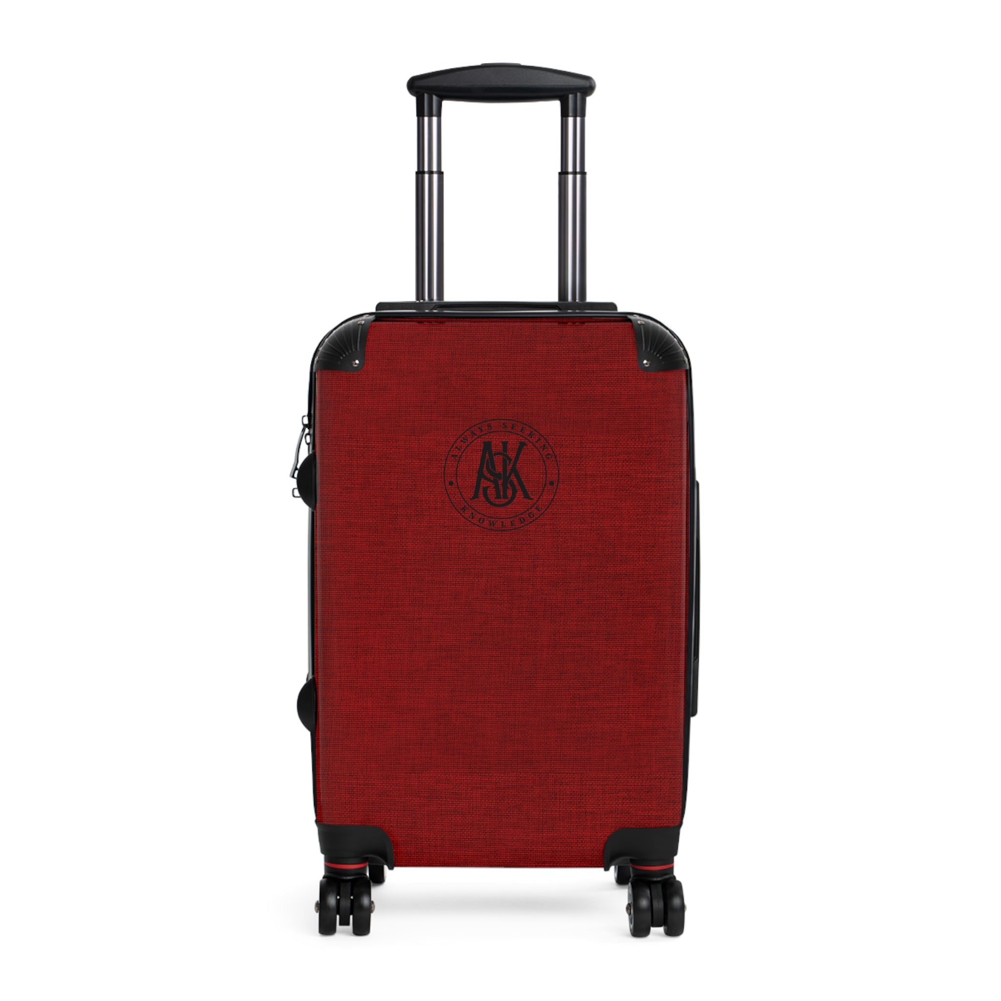Red Monogram Carry-On Suitcase – Personalized Travel Luggage with Classic Crest