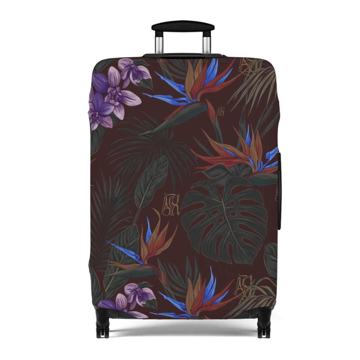 Tropical Night Luggage Cover — Dark Floral Suitcase Protector