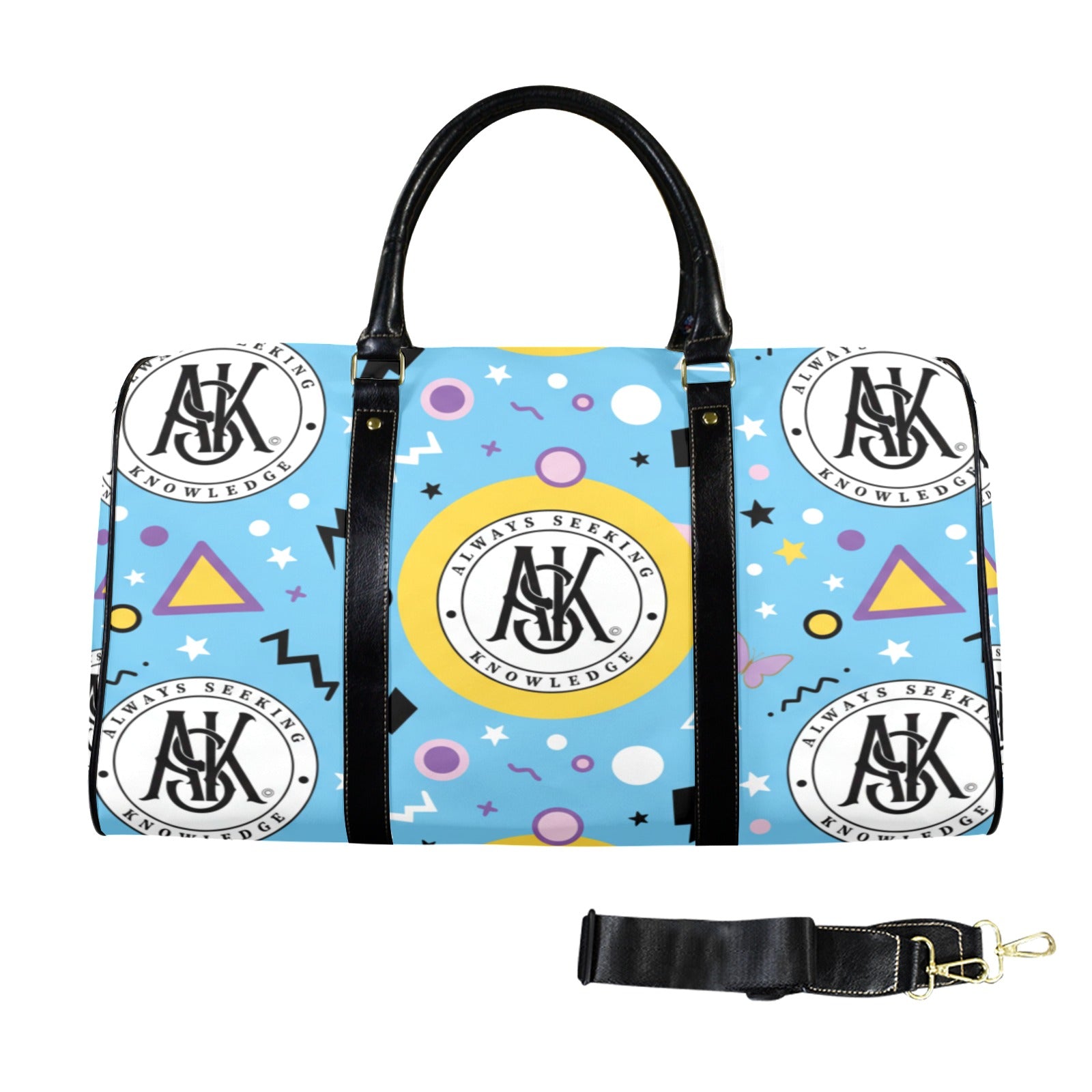 TEEN FUN Custom Travel Bag-Large (Black Long Patch)(Model 1734)