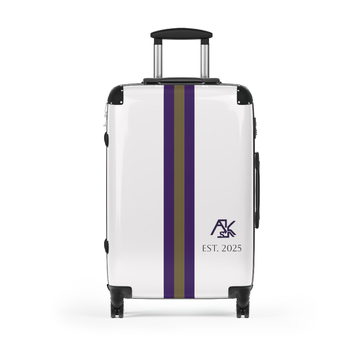 Striped Monogram Carry-On Suitcase — Personalized "AK" Est. 2023 Travel Luggage