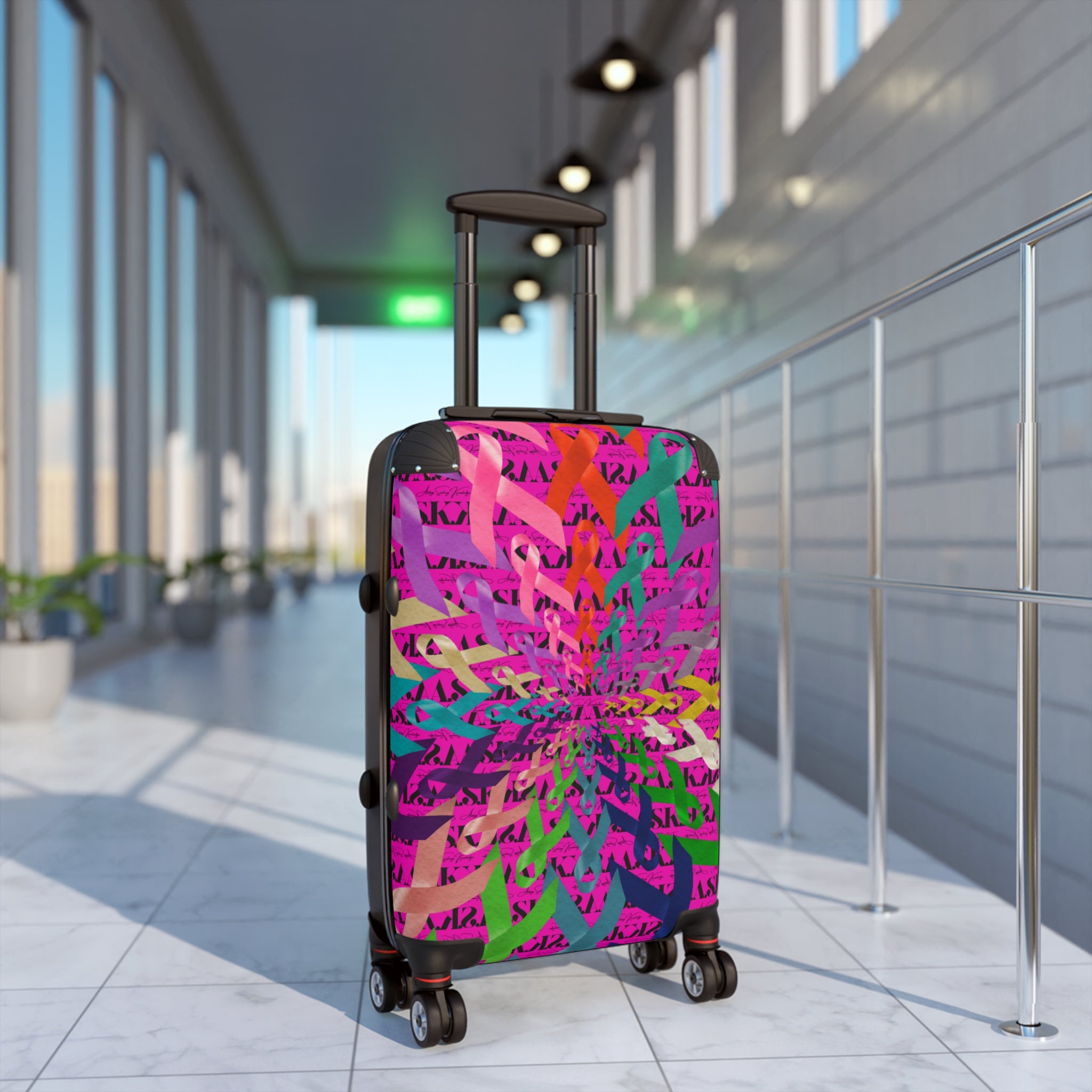 Vibrant Kaleidoscope Suitcase – Colorful Travel Carry-On with Psychedelic Floral Burst Design