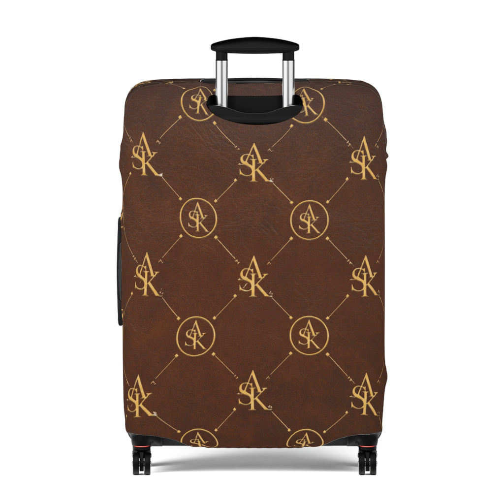 Monogrammed Brown Luggage Cover – Luxury Travel Protector