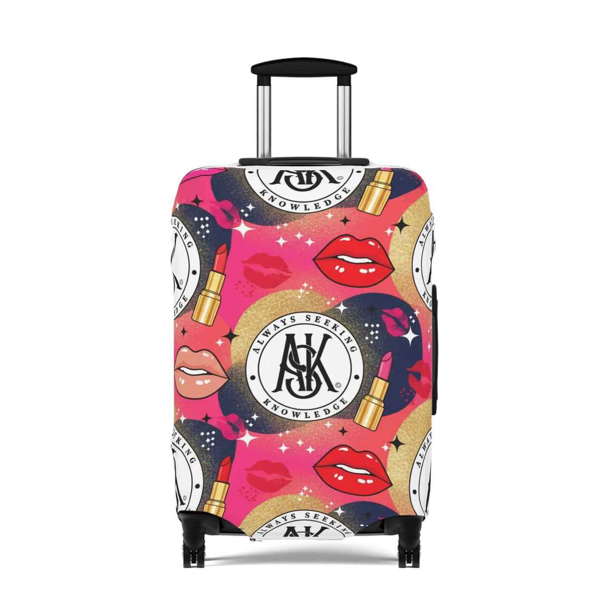 Cosmetic Pop Art Luggage Cover — Bold Lipstick & Kiss Print Travel Protector