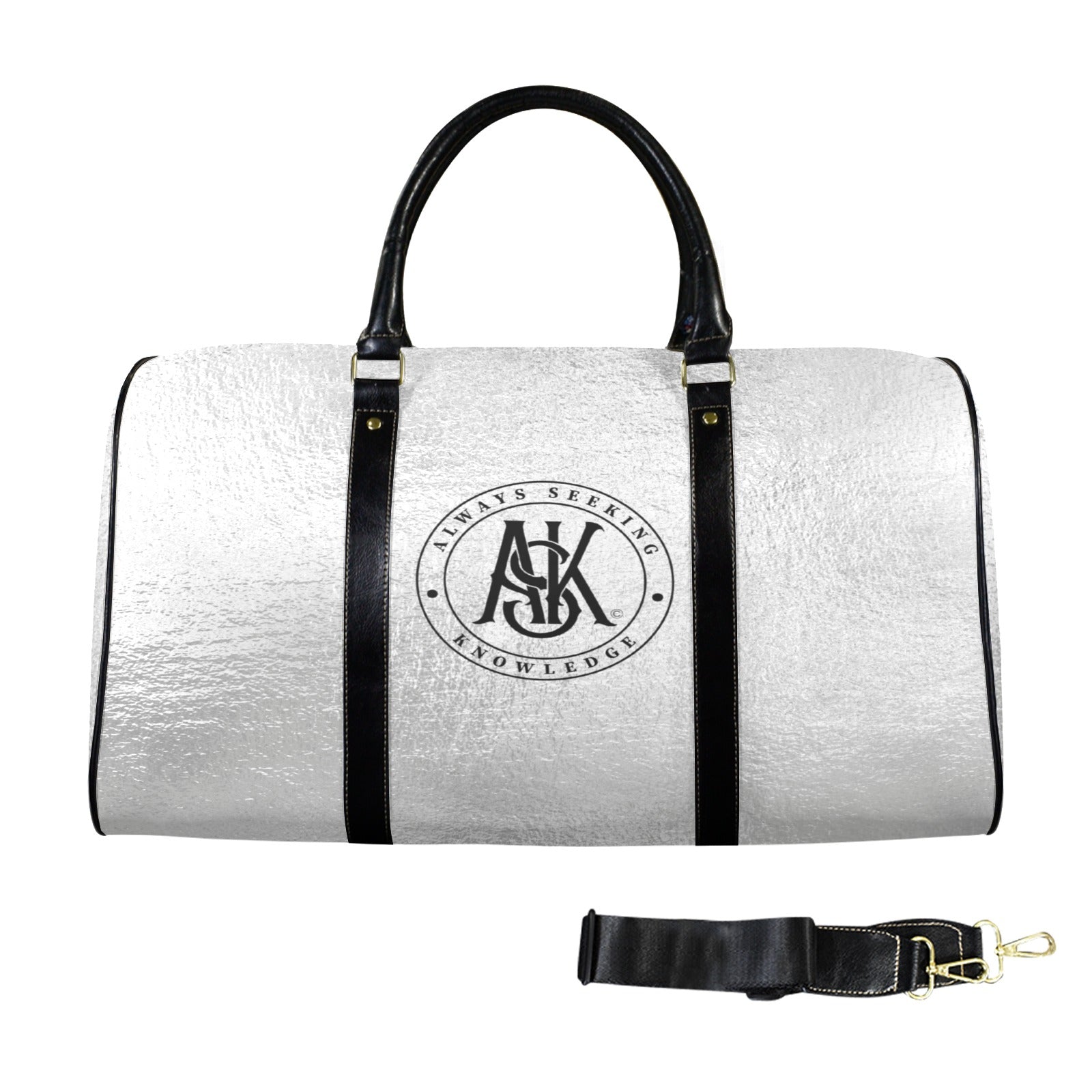 ASK Y MICHAEL TRAVELER LOGO- SILVER