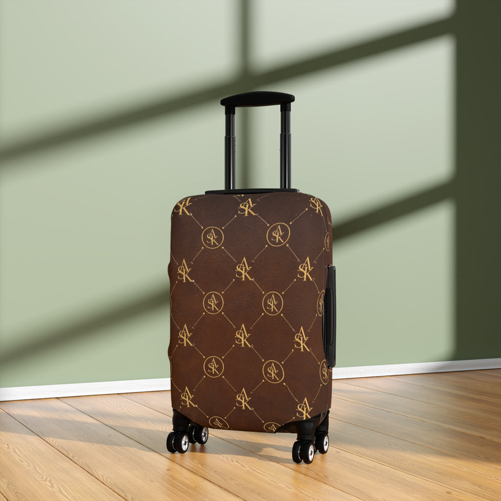 Monogrammed Brown Luggage Cover – Luxury Travel Protector
