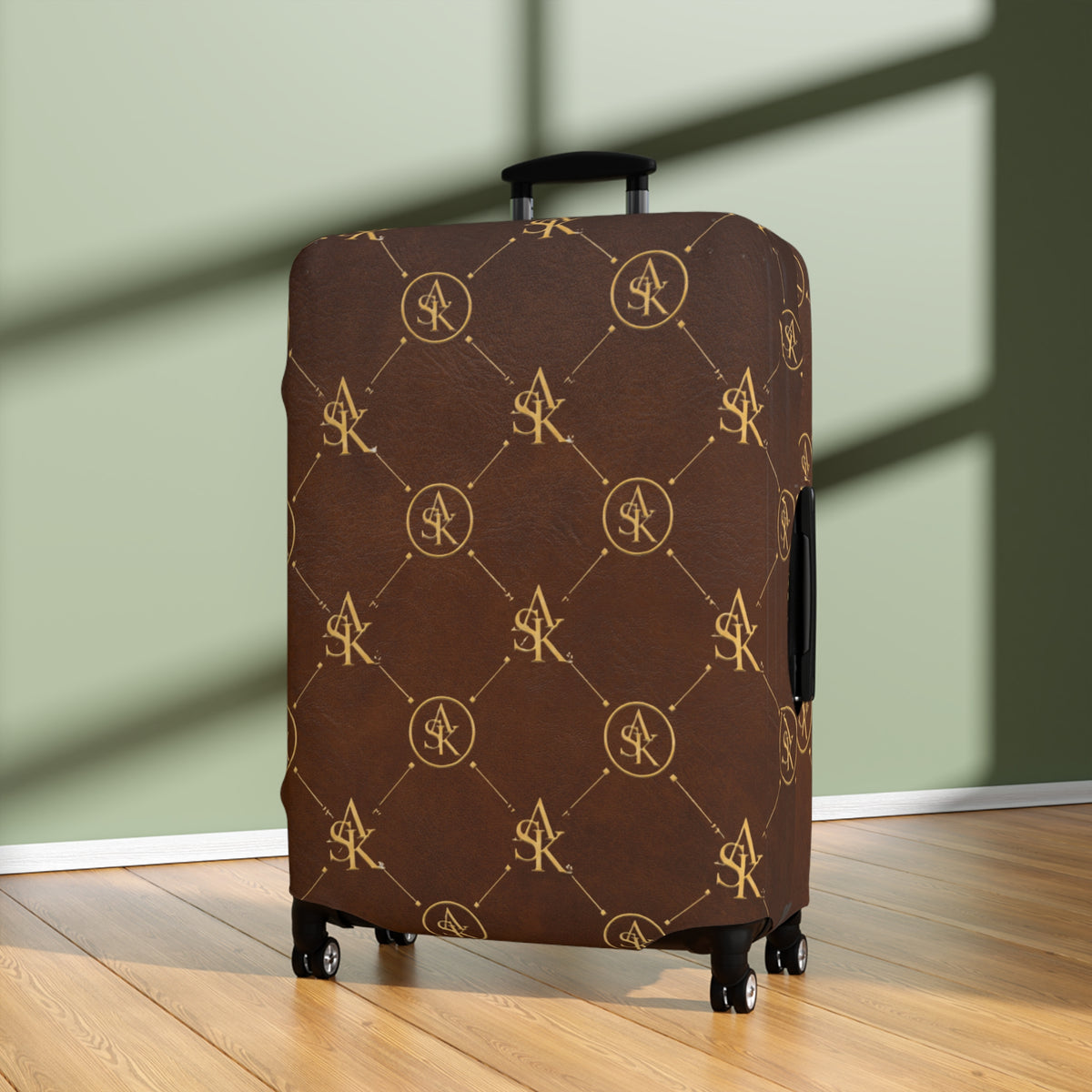 Monogrammed Brown Luggage Cover – Luxury Travel Protector