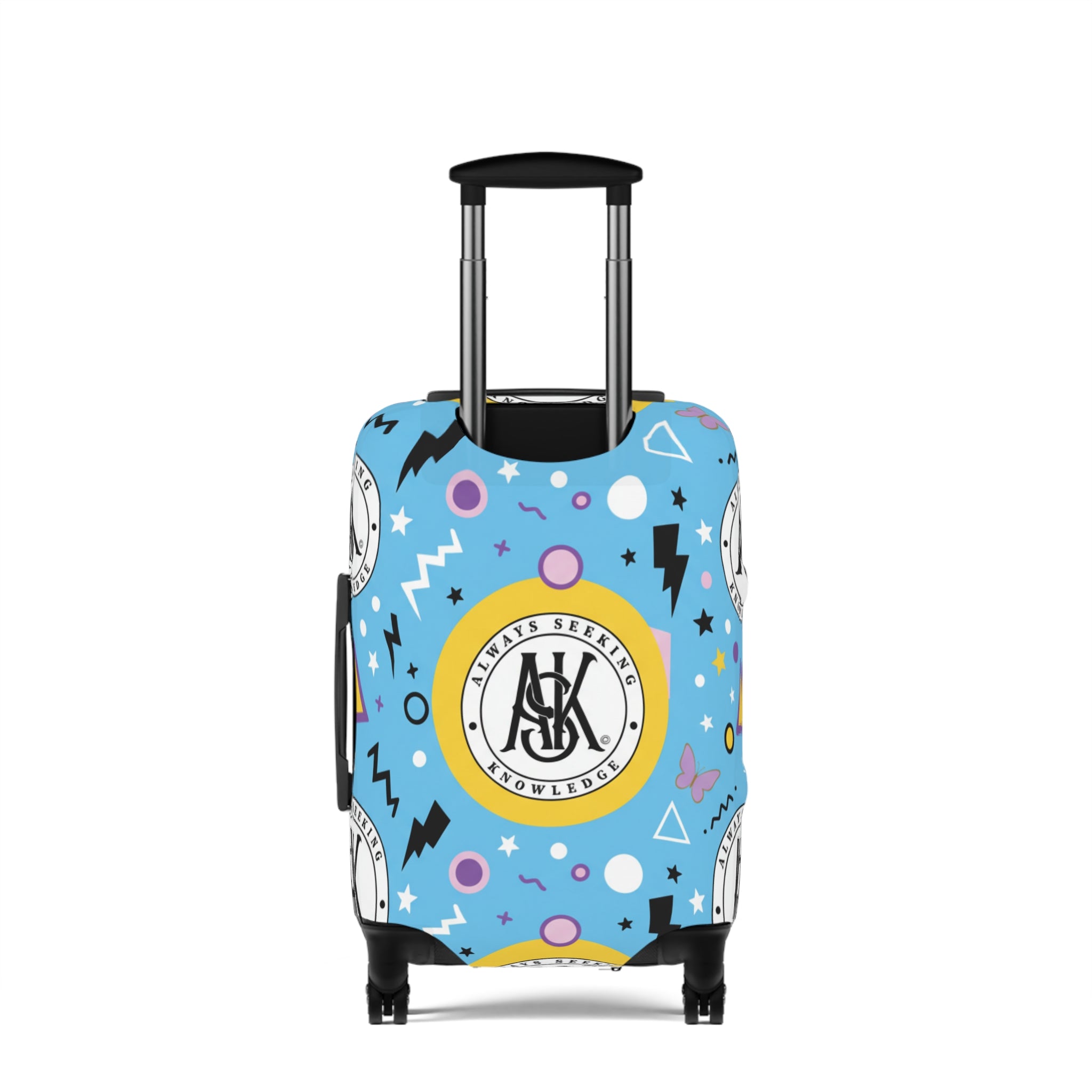 Retro Blue Luggage Cover with Monogram Emblem
