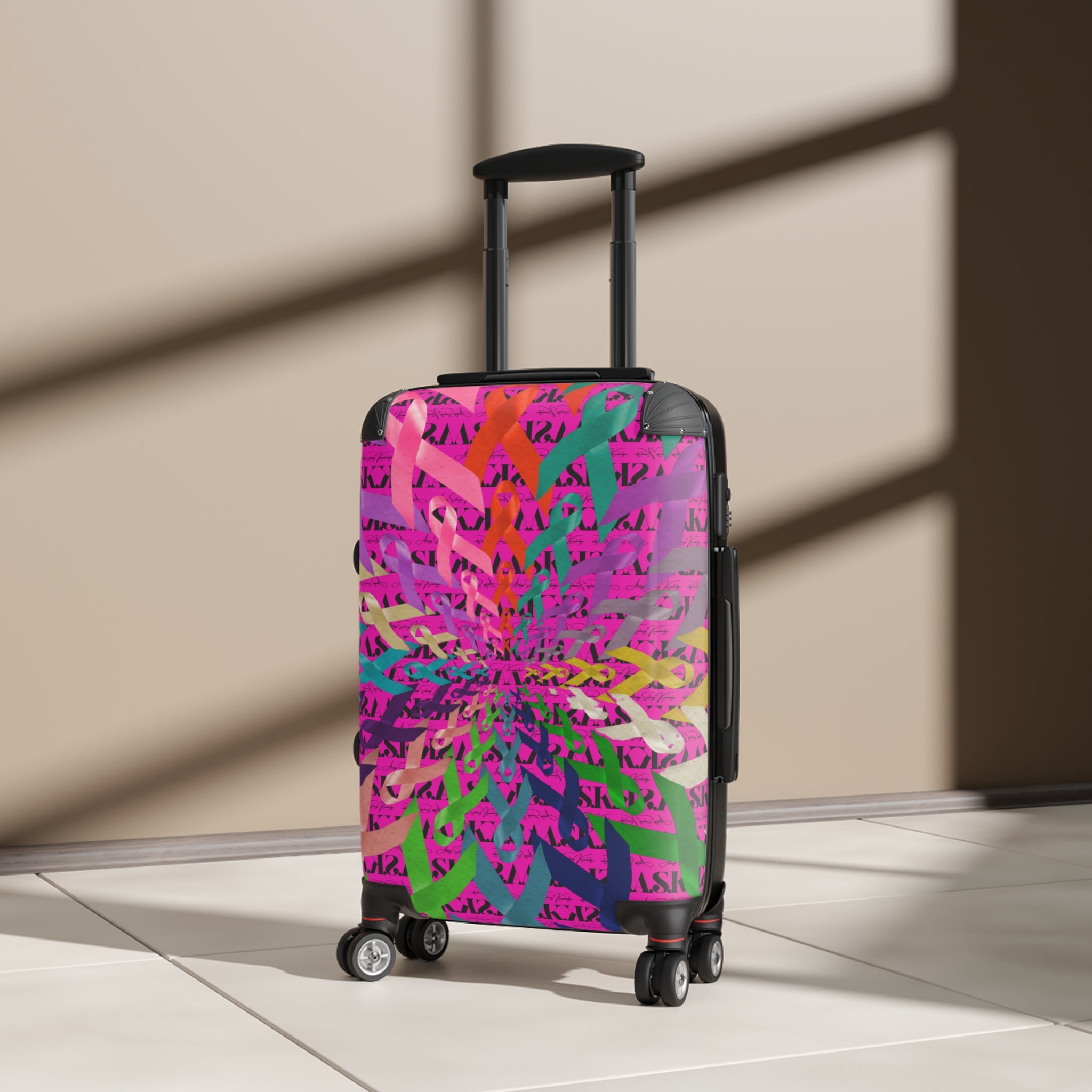 Vibrant Kaleidoscope Suitcase – Colorful Travel Carry-On with Psychedelic Floral Burst Design