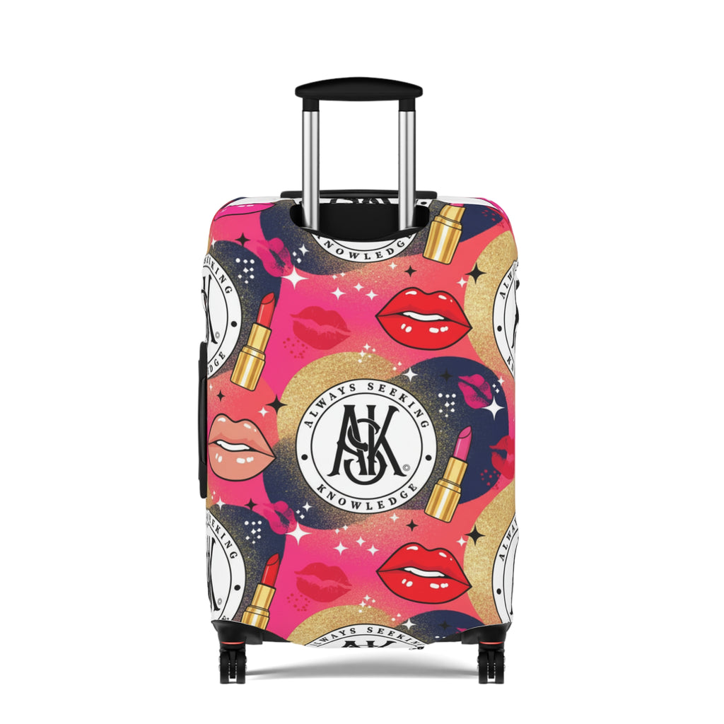 Cosmetic Pop Art Luggage Cover — Bold Lipstick & Kiss Print Travel Protector