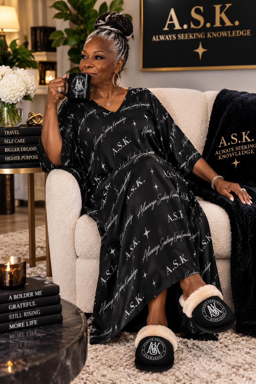 ASK LADIES PLUSH SLIPPERS