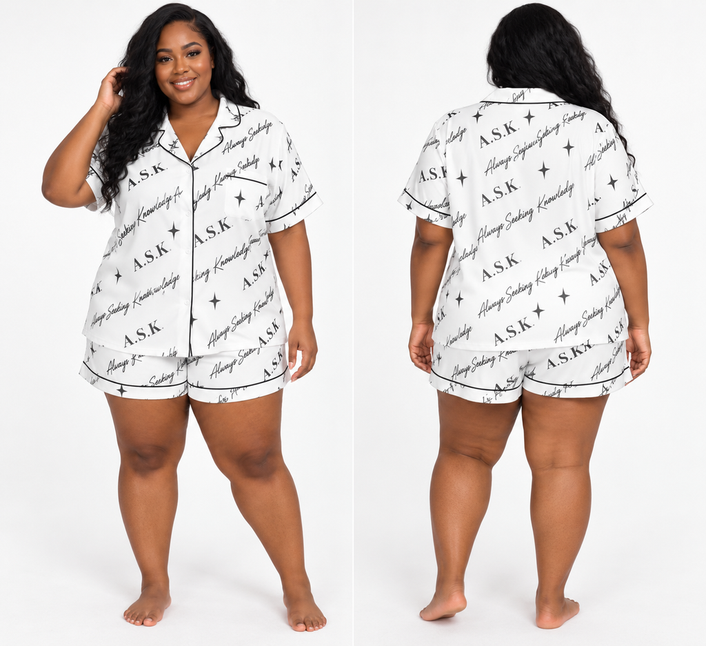 ASK MONOGRAM WHITE  2 PIECE PJ'S