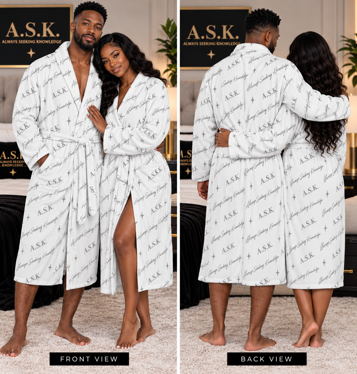 ASK MONOGRAM UNISEX ROBE (WHITE)