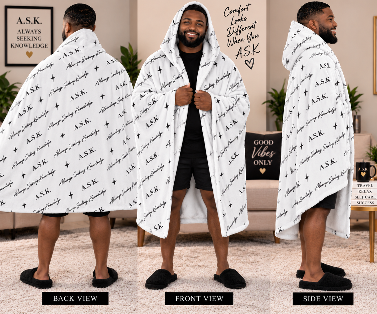 A.S.K. MONOGRAM HOODED BLANKET