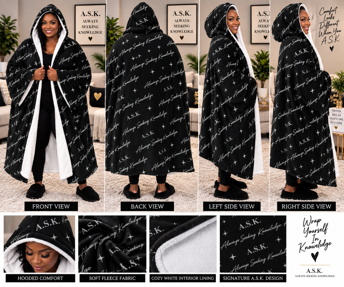 A.S.K. MONOGRAM HOODED BLANKET