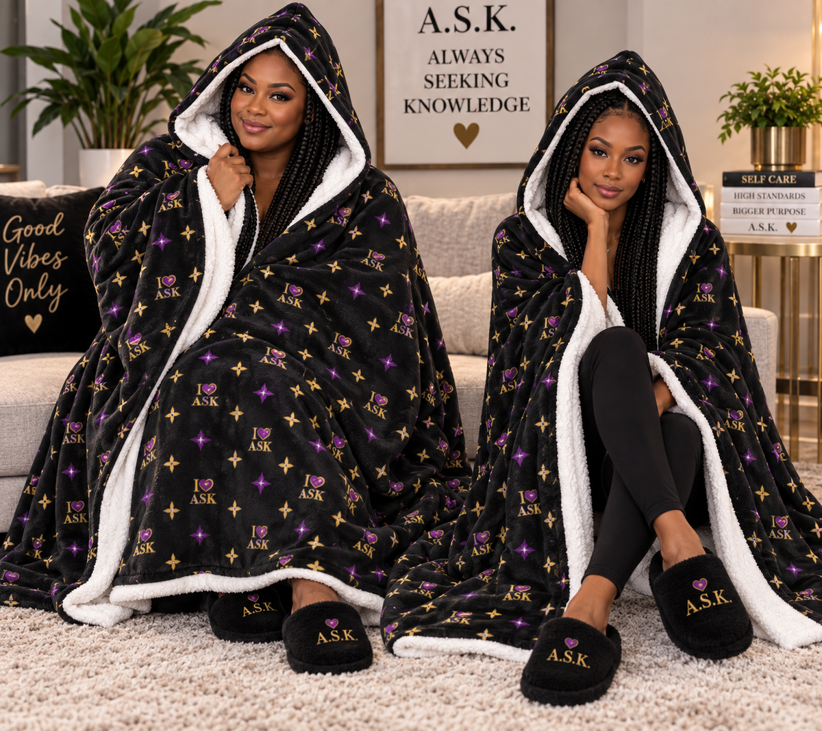Hooded blanket With Soft Fleece Lining