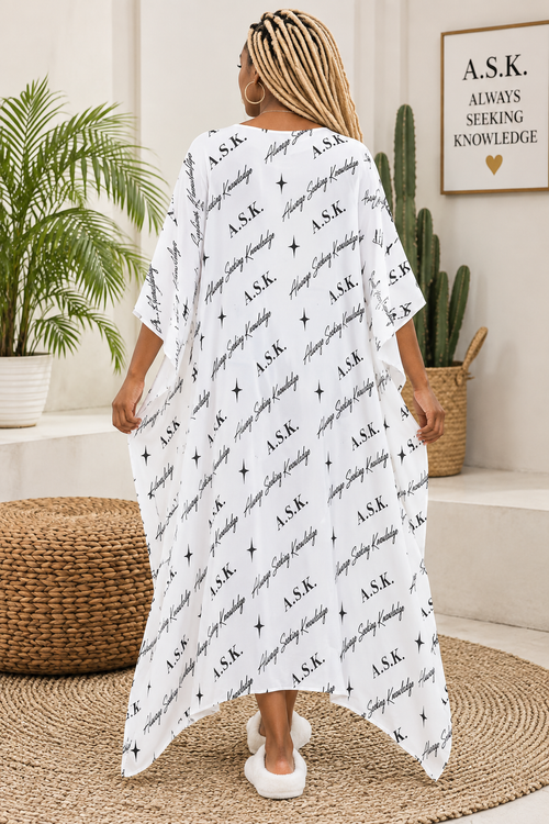 A.S.K. MONOGRAM KAFTAN LOUNGEWEAR (WHITE)
