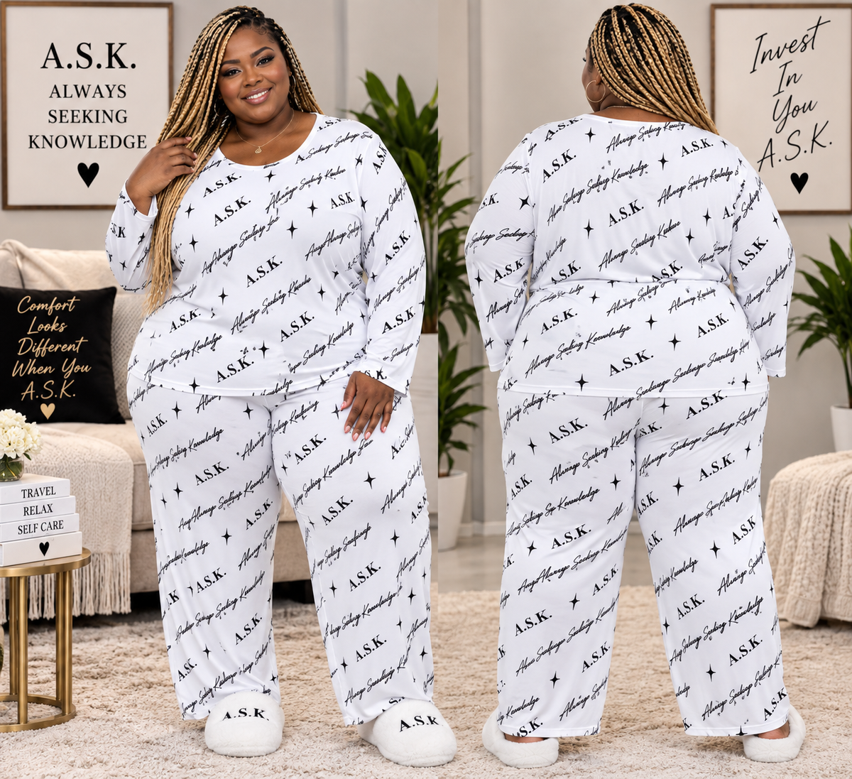 A.S.K. MONOGRAM WHITE LOUNGE SET