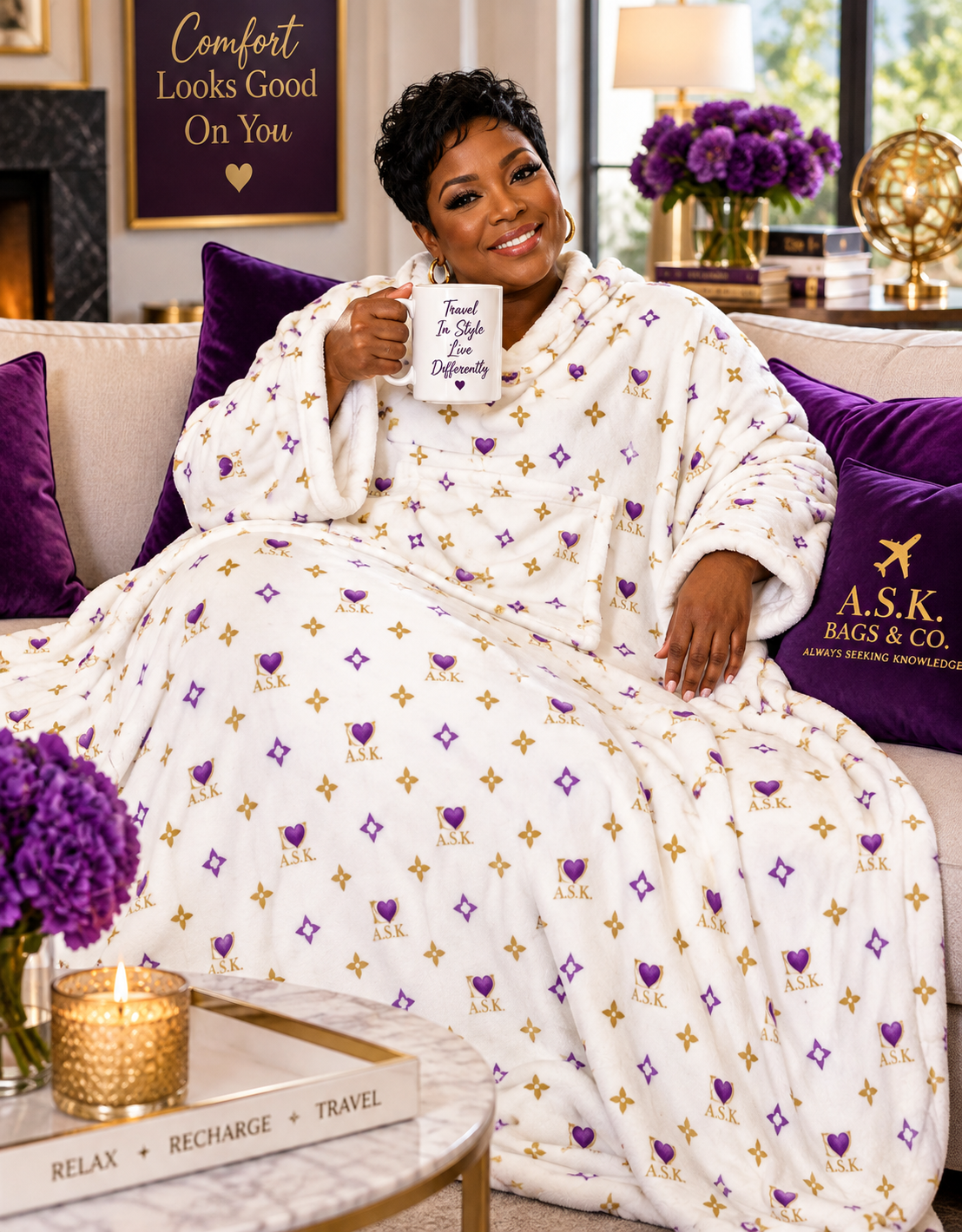 A.S.K. WEARABLE COZY BLANKET (white)