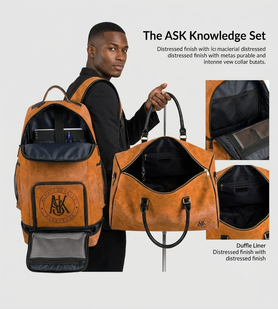 ASK Cognac Two-Piece Set – Duffle & Backpack