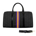 BLACK AND TAN PURPLE AND GOLD Custom Travel Bag-Large (Black Long Patch)(Model 1734)